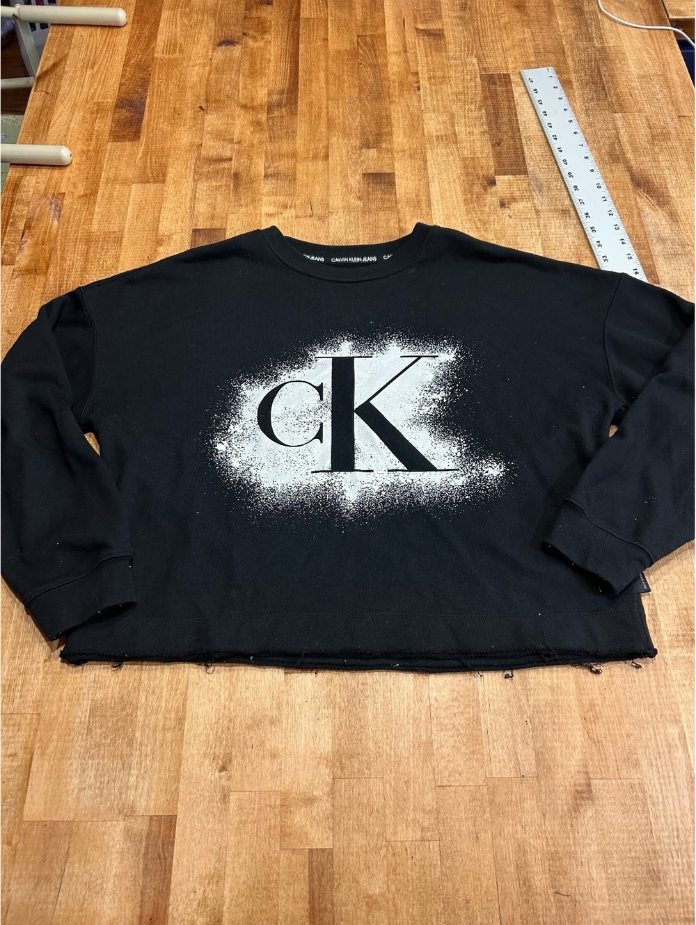 Calvin Klein Jeans Black Cropped Sweatshirt with CK Logo